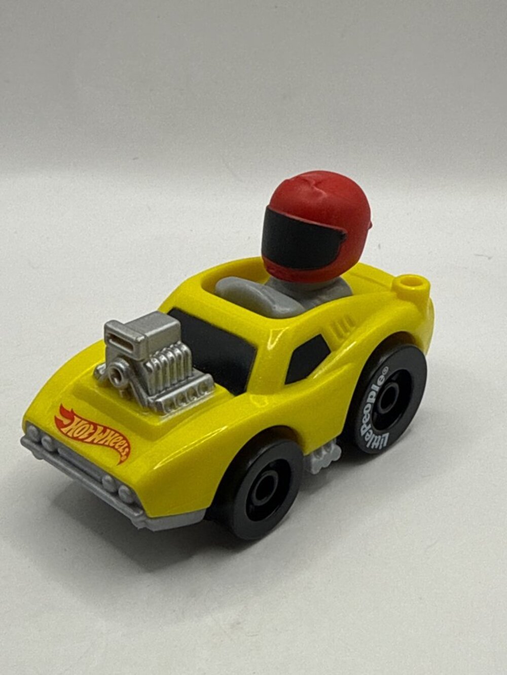 Fisher Price Little People Wheelies Hot Wheels Yellow Muscle Race Car Toy